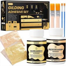 Gold Leaf Gilding Adhesive Set, 100ml Water Based Glue and 100ml Varnish, Gold L