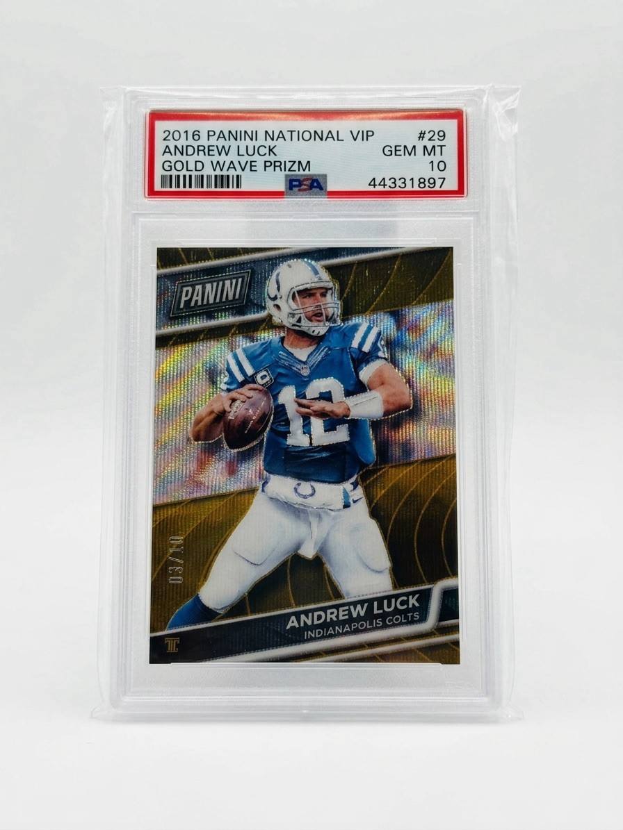 2016 Panini National VIP Andrew Luck Gold Wave Prizm /10 PSA 10 Gem Mint