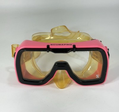 Vintage ScubaPro Tempered Glass Diving Mask Goggles - PINK