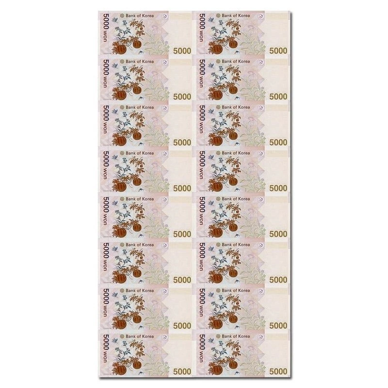 Corea del Sur 2006 hoja sin cortar 16 NOTAS 5.000won moneda dinero AA9876738A Foto 2 de 4