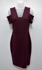 Express Women's Cold Shoulder Lined Burgundy Sheath Dress Size 4 EUC
