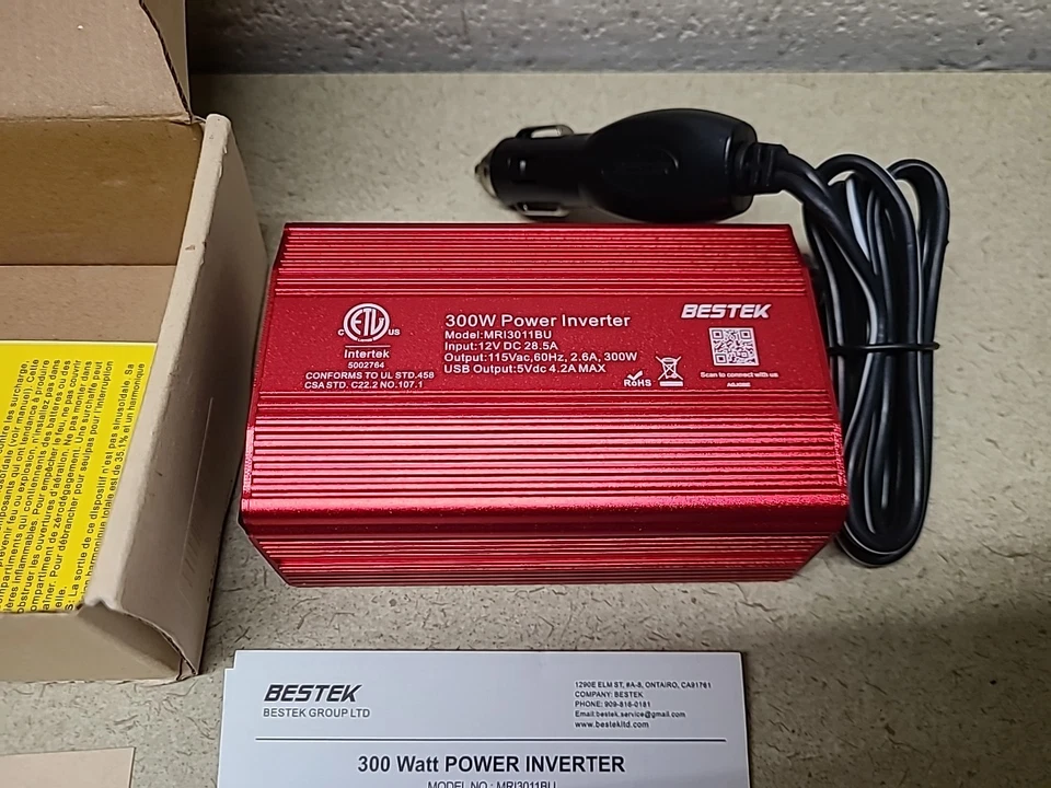 BESTEK 300W Car Power Inverters DC 12V to AC 110V Converter 2 Ports USB Outlets - Image 2 of 4