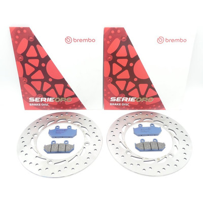 2x Brembo Oro Bremsscheiben + Bremsbeläge vorne für Honda CB 450 S PC17