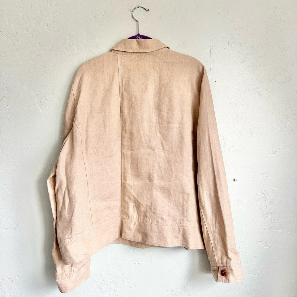 Orvis | Chaqueta para mujer beige de lino con botones talla XL 18/20 USADA EN EXCELENTE ESTADO Travel Coastal Foto 2 de 4