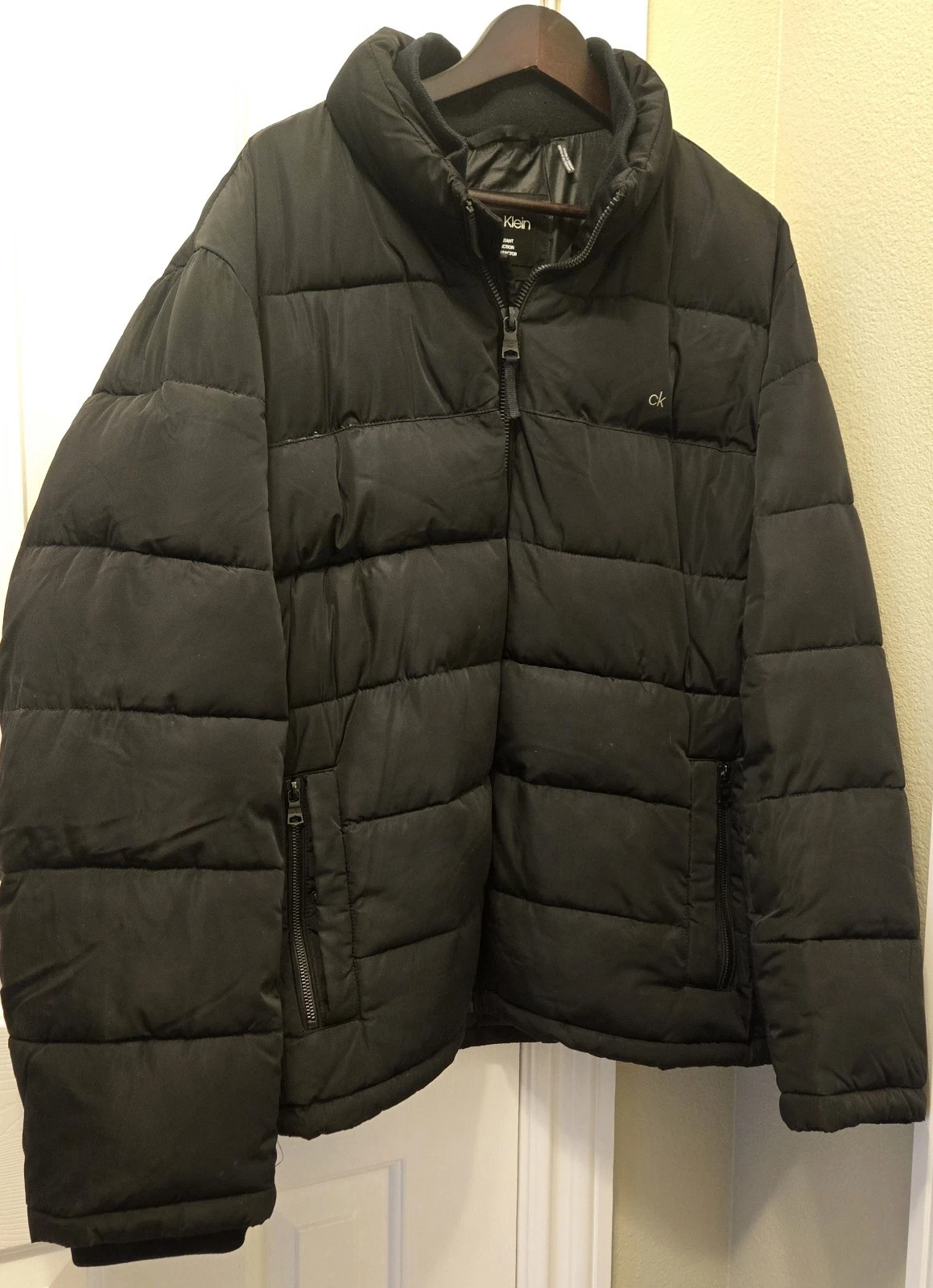 Calvin Klein Men's Black Packable Hooded Down Quilted Puffer Coat Jacket XXL