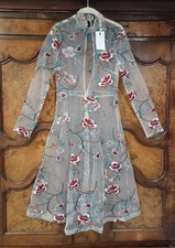 🌿🌸 ENDLESS ROSE FLORAL EMBROIDERED NUDE MESH DRESS WOMEN'S SIZE SMALL NWT 🌸🌿
