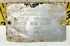 Oem Gm 1957 Oldsmobile Super 88 4 Door Sedan Id Identification Tag Sc6 Oem Gm 1957 Oldsmobile Super 88 4 Door Sedan Id Identification Tag Sc6