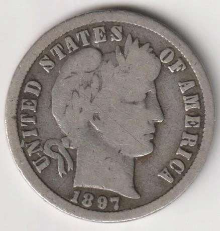 BETTER DATE 1897-O BARBER DIME VG DETAILS