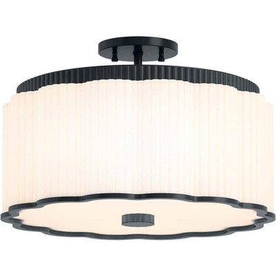 Kohler Tresdoux 3-Light 16in Silver Drum Semi-Flush Ceiling Light Vintage