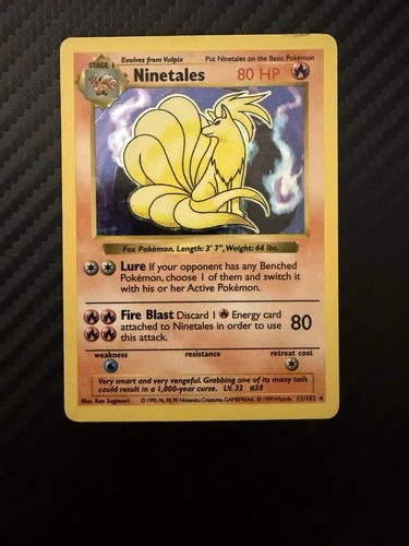 1999 Pokemon NINETALES Base Set BLACK FLAME ERROR Misprint HOLO RARE Card 12/102