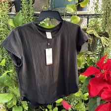 Womens Calia Pure Black Top NWT Short Sleeve Renew Tee Size Medium
