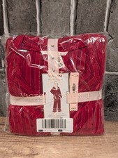 Victoria's Secret VS Flannel Long Pajama Set MEDIUM Red Lipstick Striped VS453