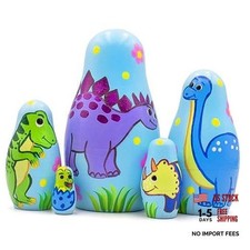 Dinosaur Nesting Dolls Set 5 pcs - Dinosaur Russian Dolls - Wooden Dinosaur