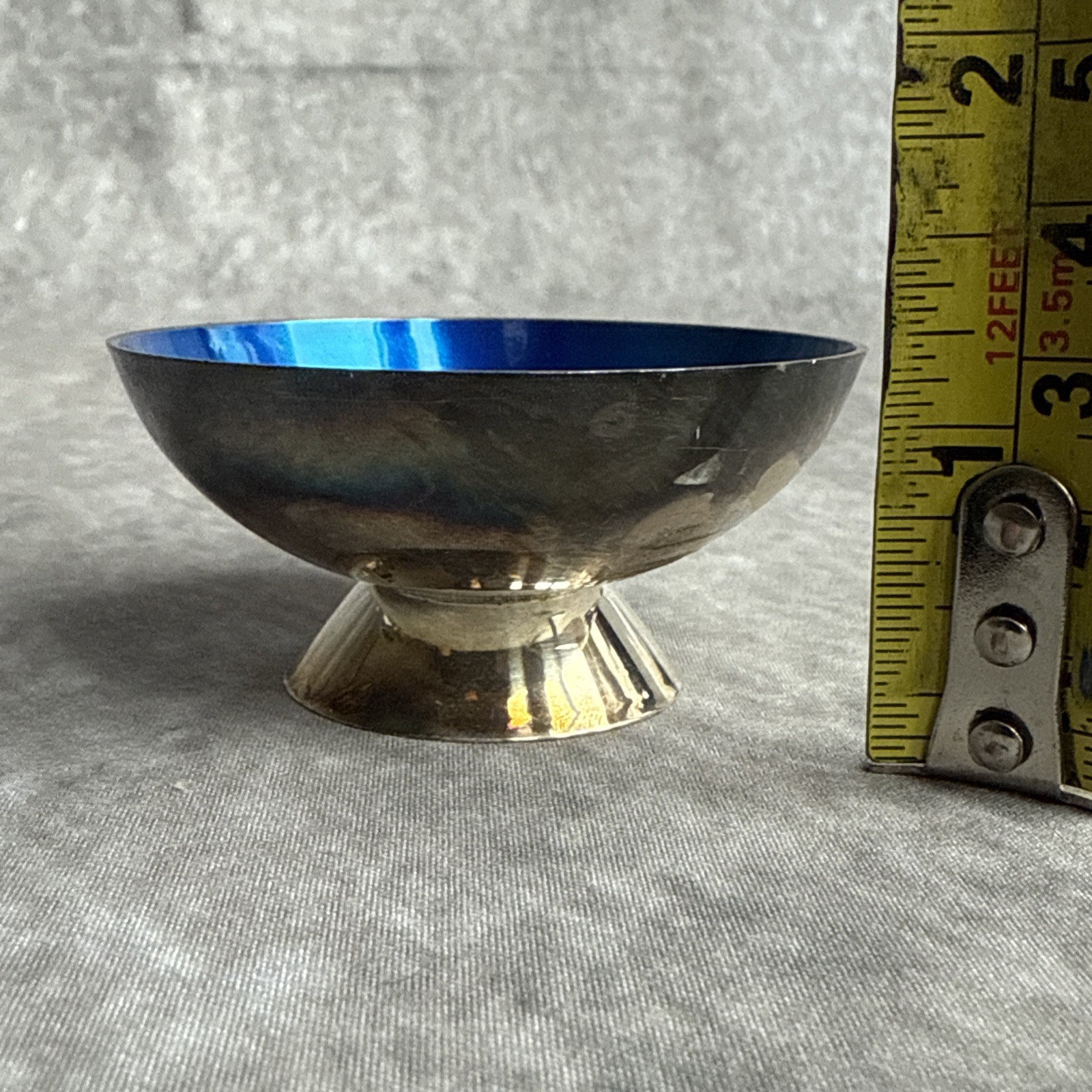 Mid-Century Silver w/Blue Enamel Open Salts Georg Jensen Denmark