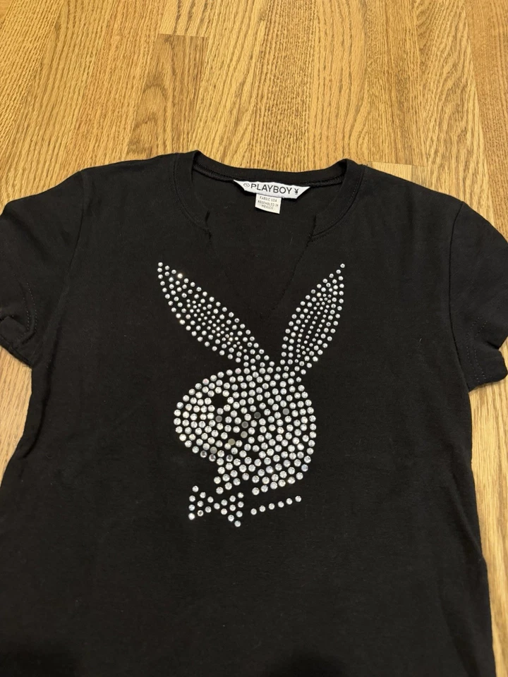 Camiseta de colección Playboy Baby Doll para mujer talla M/L estrás conejito T de colección Foto 2 de 4