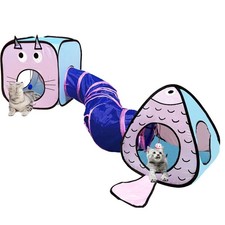 Cat Tunnel for Indoor Cats with Cube Tent Toys Combo, Crinkle Paper Collapsib...