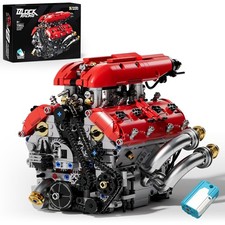 V8 Engine Model Kit That Runs 1370PCS 8-Cylinder Motor Building Set Adults