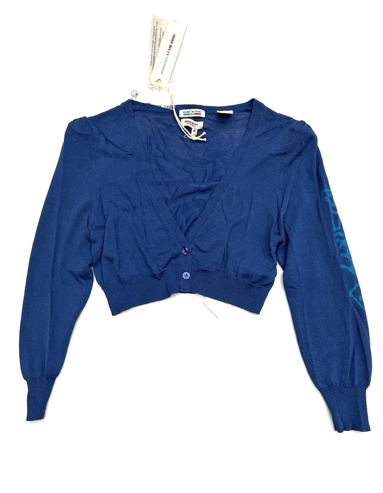 Vintage Miss Sixty Y2k Ergenta Cropped Cardigan In Blue Size S NEW