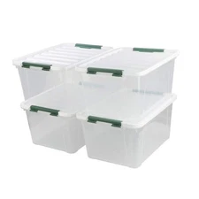 20 Quart Clear Storage Bins with Lid and Handle, Multipurpose Stackable Plast...