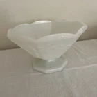Vintage Anchor Hocking Milk Glass Pedestal Footed Compote Harvest Grapes Design