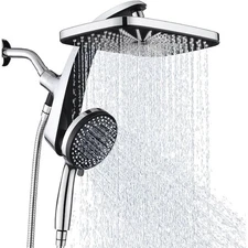 12 Inch Rain Shower Head High Pressure Dual Function Handheld 10 Spray Settings