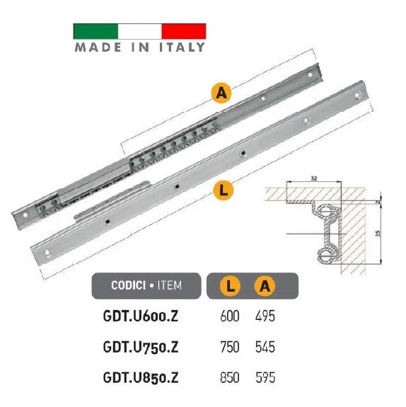 Guide Allungabili in Acciaio per Tavoli con Apertura a Libro Unilaterale - Immagine 3 di 3