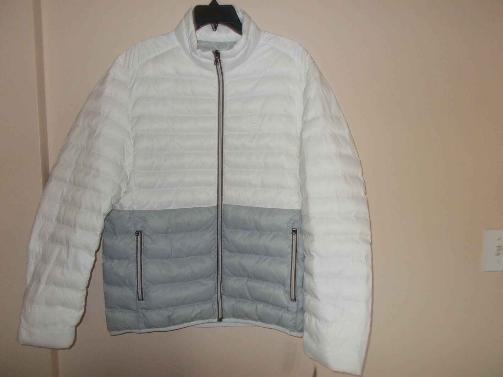 $225 Michael Kors Mens Two Tone Quilted Puffer Jacket White Gray sz L NWT  883661986032 | eBay