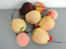 FAKE FAUX ARTIFICIAL LARGE FRUIT LOT 8 GLITTER APPLE PEACH PEAR HOME DECOR PROP