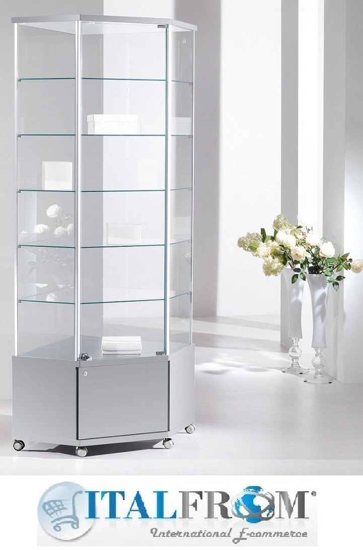 corner showcase cabinet H220x73x73cm display unit home shop
