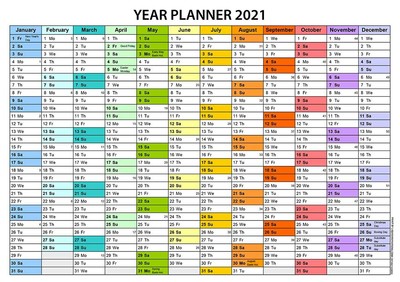 2021 YEAR WALL PLANNER Organiser Event Planner Print | A5 ...