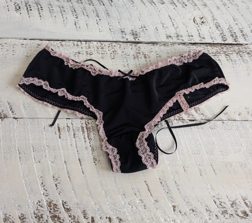 Victoria's Secret Sexy Little Things taglia S vintage Y2K nero e rosa stringato sfacciato