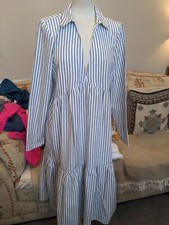 ASOS Stunning Grey And White Stripe Summer Dress Size 12