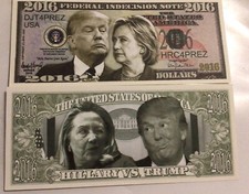 Donald Trump & Hillary Clinton 2016 Novelty Dollar in a Soft Polly Sleeve