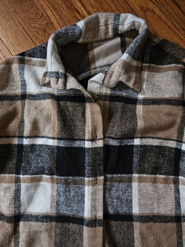 Chaqueta de manga larga a cuadros con botones talla mediana 100 % poliéster - Imagen 3 de 7