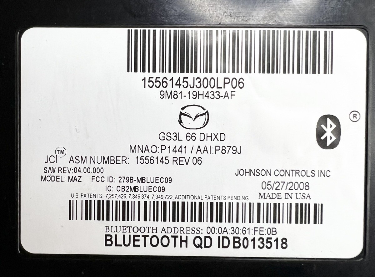 Mazda Bluetooth Communication Control Module Link 9M81-19H433-AF