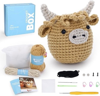 Highland Cow Häkelset - Komplettset für Anfänger mit Garn & Video