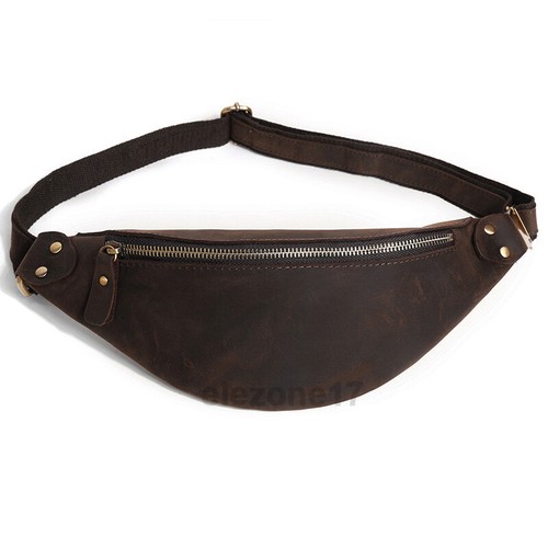 Men's Genuine Leather Chest Bag Sling Fanny Pack Crossbody Bag Belt Shoulder Bag - Picture 15 of 15