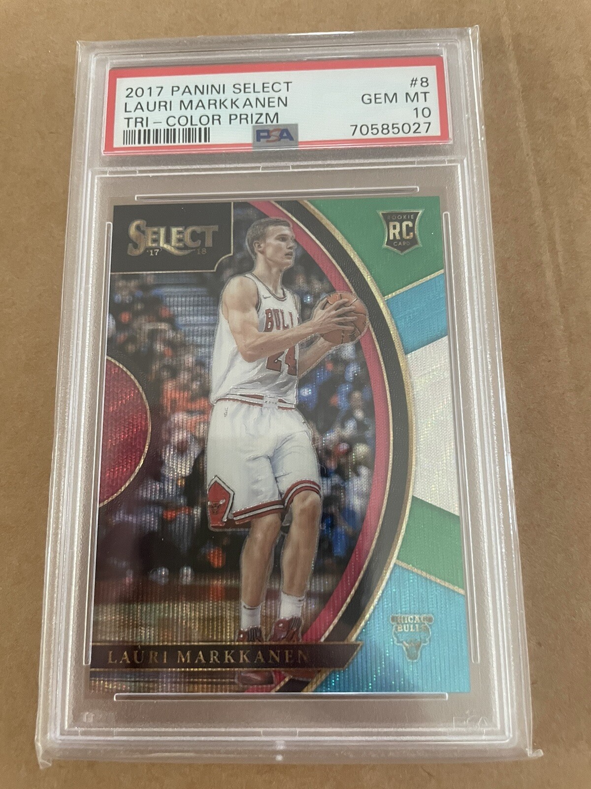 LAURI MARKKANEN 2017-18 PANINI SELECT #8 TRI COLOR PRIZM RC PSA 10 Rookie Pop 52
