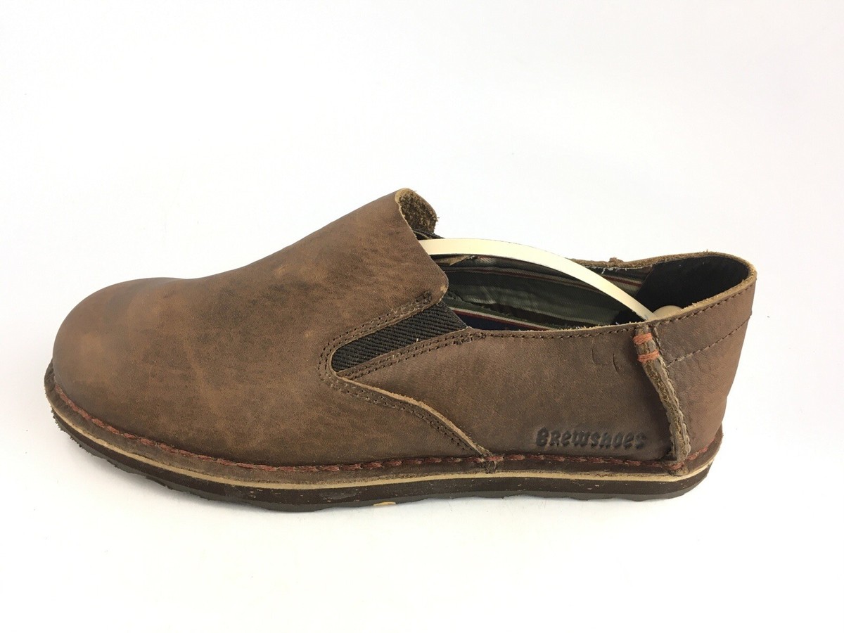 Brewshoes The Donny Shoes Brown Full Grain Leather Slip ON Loafers SZ US