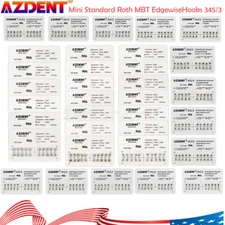 10X AZ Dental Ortho Metal Brackets Braces Mini/Standard Roth/MBT .022 Hooks 345