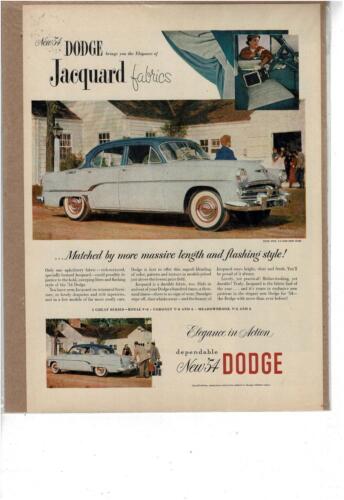 1954 DODGE ROYAL V-8 4 DOOR SEDAN ELEGANCE IN ACTION DEPENDABLE AD PRINT H799 - Afbeelding 1 van 1