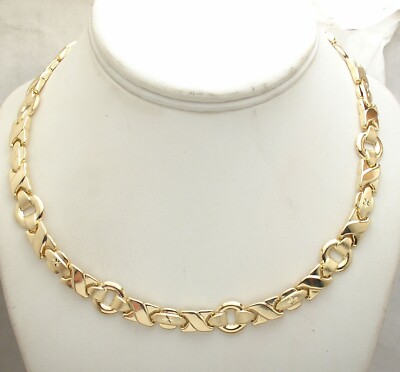 Bold Hugs & Kisses XOXO Necklace 14K Yellow Gold Plated 925 Sterling Silver