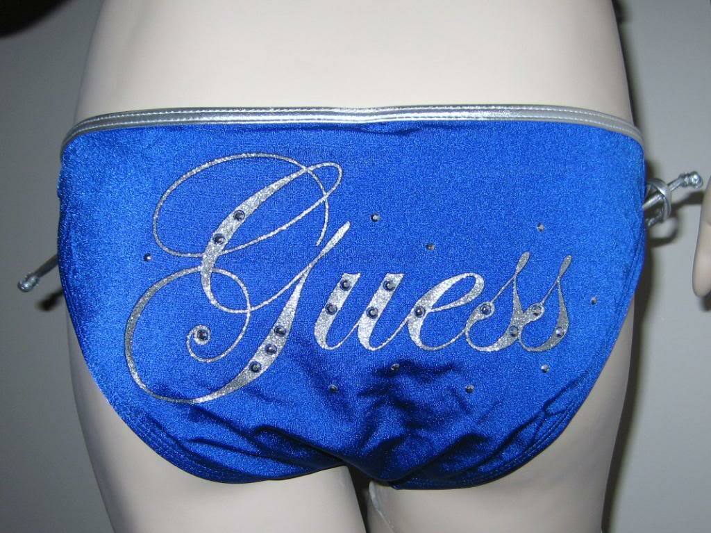 Bikini Guess 2 Pièces - Bandeau Bleu Avec Logo Feuille Argenté - Taille M/S - Neuf Avec étiquettes