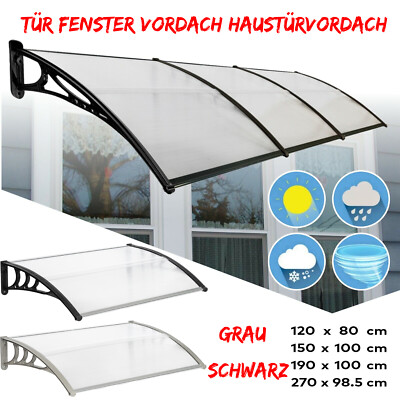 Vordach Für Haustür 200x100 VidaXL Türvordach Überdachung Haustür Pultvordach Türdach Haustürvordach Haustürdach Vordach Regenschutz Schwarz 297,5x90cm Polycarbonat Vordach 300x150