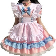 Donna Ragazza Cameriera Abito Gotico a Balze Puff Maniche Cosplay Carino Lolita