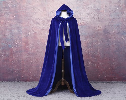 Velvet Hot Hooded Cloak Long Cape with Hood Masquerade Halloween Costume Capes - Picture 21 of 25