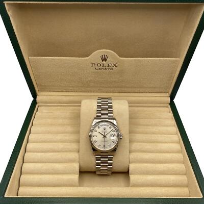 Rolex Day-Date 36mm 18K White Gold Silver Diamond Dial