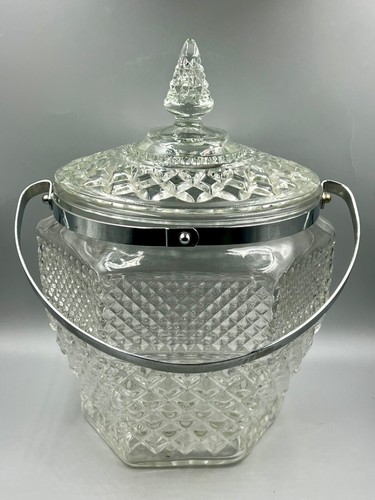 VTG 1960's Anchor Hocking Wexford Crystal Ice Bucket w-Lid & Handle - Excellent! - Picture 8 of 8