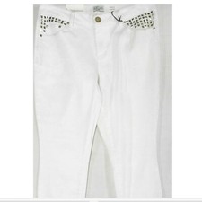 S  Co Women Jeans 8 White Solid Denim Stretch Cropped
