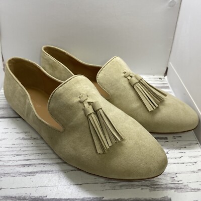 NEW J.Crew Faux Suede Tassel Loafers Size 8.5 Light Khaki  display picture 2